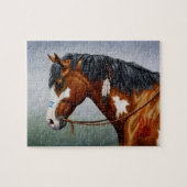 Native American Bay Pinto War Horse Legpuzzel (Horizontaal)