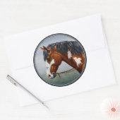 Native American Bay Pinto War Horse Ronde Sticker (Envelop)