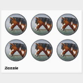 Native American Bay Pinto War Horse Ronde Sticker (Vel)