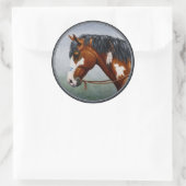 Native American Bay Pinto War Horse Ronde Sticker (Tas)
