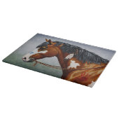 Native American Bay Pinto War Horse Snijplank (Hoek)