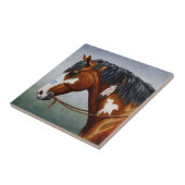 Native American Bay Pinto War Horse Tegeltje (Zijkant)
