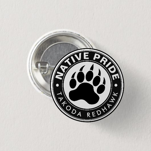 Native American Bear Paw Logo Personalized Name Ronde Button 3,2 Cm (Voorkant /achterkant)