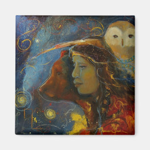 Native American Beer and Owl Animal Spirits Magneet