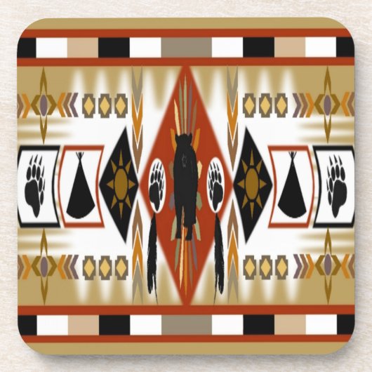 Native American Beer Clan Cork Onderzetter (Voorkant)