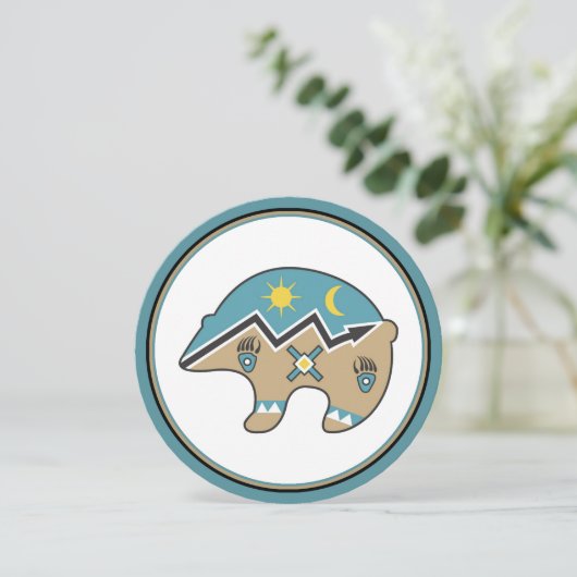 Native American Beer Icon, blauw, bruin Invitation Kaart (Staand voorkant)