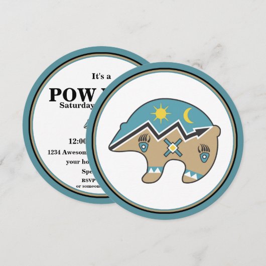 Native American Beer Icon, blauw, bruin Invitation Kaart (Voorkant / Achterkant)