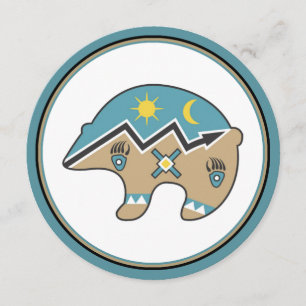 Native American Beer Icon, blauw, bruin Invitation Kaart