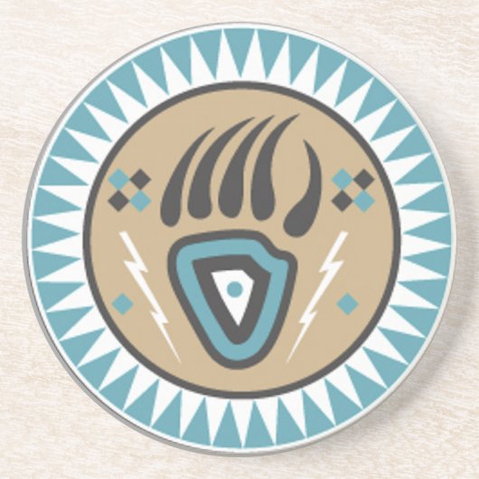 Native American Beer Paw Zandsteen Onderzetter (Voorkant)