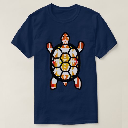 Native American Black White Fire Turtle Desi T-shirt (Design voorkant)