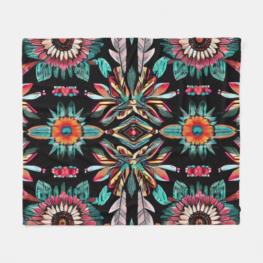 Native American Bohemain Fleece Deken (Voorkant (Horizontaal))