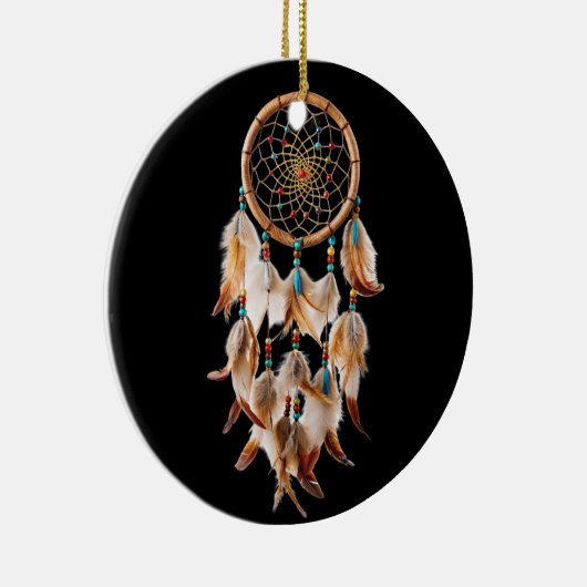 Native American Boho Dreamcatcher Tribal Foto's Keramisch Ornament (Rechts)