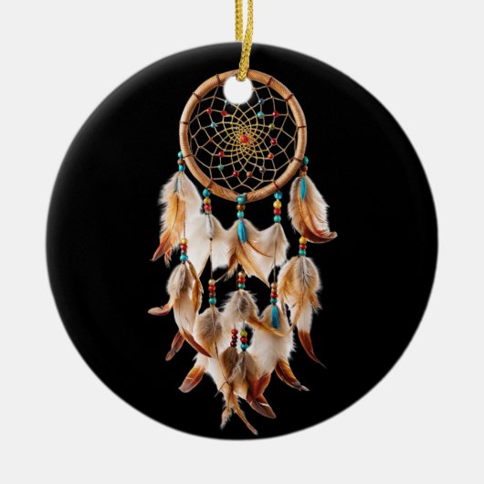 Native American Boho Dreamcatcher Tribal Foto's Keramisch Ornament (Voorkant)