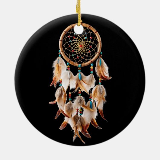 Native American Boho Dreamcatcher Tribal Foto's Keramisch Ornament (Achterkant)