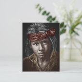 Native American Boy mijn 2004 tekening briefkaart (Staand voorkant)