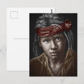 Native American Boy mijn 2004 tekening briefkaart (Voorkant / Achterkant)