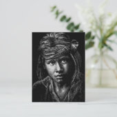 Native American Boy mijn 2004 tekening briefkaart (Staand voorkant)