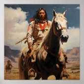 Native American Brave Kijken in de Afstand Poster (Voorkant)