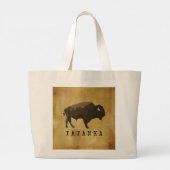 Native American Buffalo | Bison | Tatanka-tekening Grote Tote Bag (Achterkant)