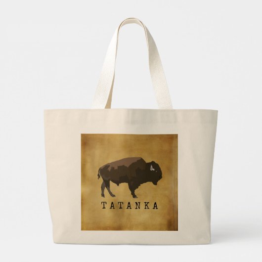 Native American Buffalo | Bison | Tatanka-tekening Grote Tote Bag (Achterkant)