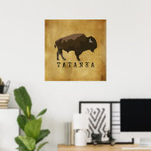 Native American Buffalo | Bison | Tatanka-tekening Poster (Thuiskantoor)