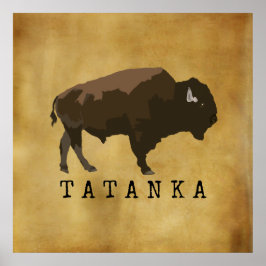 Native American Buffalo | Bison | Tatanka-tekening Poster