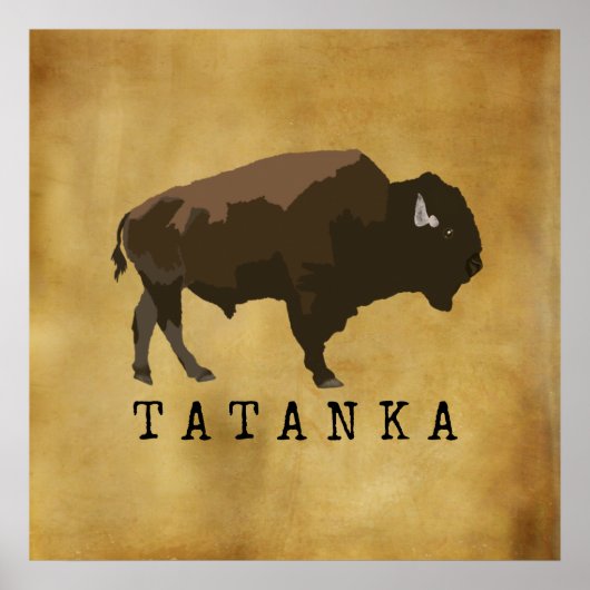 Native American Buffalo | Bison | Tatanka-tekening Poster (Voorkant)