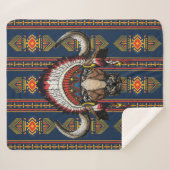 Native American Buffalo Headdress Sherpa Deken (Voorkant (horizontaal))