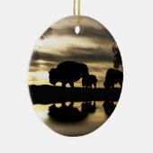 Native American Buffalo kerstversiering Keramisch Ornament (Rechts)