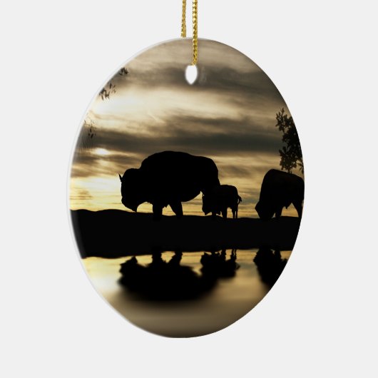 Native American Buffalo kerstversiering Keramisch Ornament (Rechts)