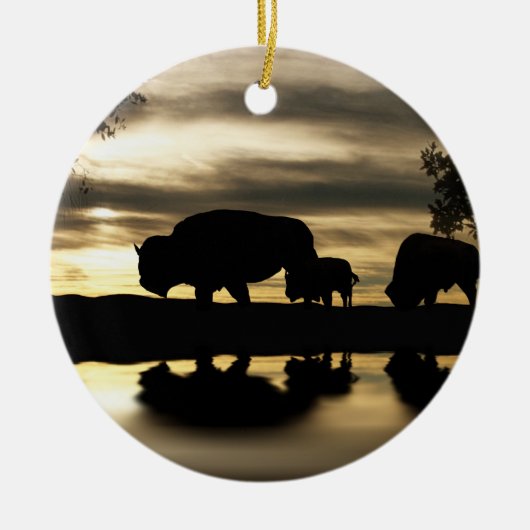 Native American Buffalo kerstversiering Keramisch Ornament (Voorkant)