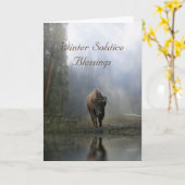 Native American Buffalo Winter Solstice Blessings Kaart (Gele Bloem)