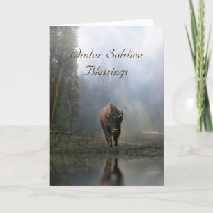Native American Buffalo Winter Solstice Blessings Kaart