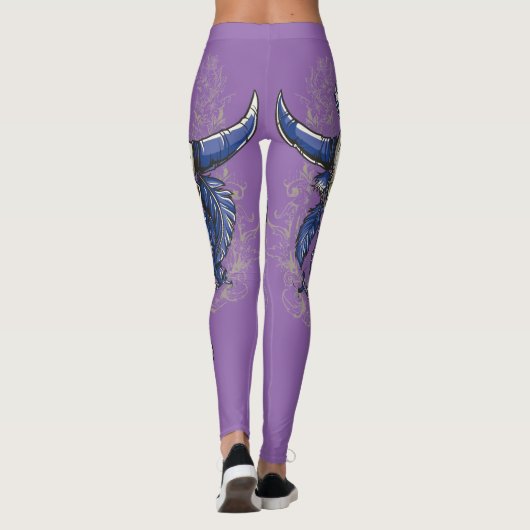 Native American BULL SKULL blue Leggings (Achterkant)
