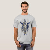 Native American BULL SKULL blue T-shirt (Voorkant volledig)