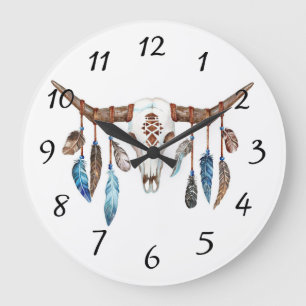 Native American Bull Skull Painting Grote Klok