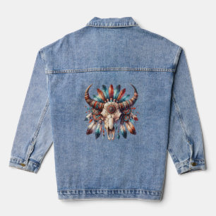 Native American Bull Skull Vrouwen Denim Jas Jacket