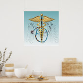 Native American Caduceus en Stethoscoop Poster (Keuken)