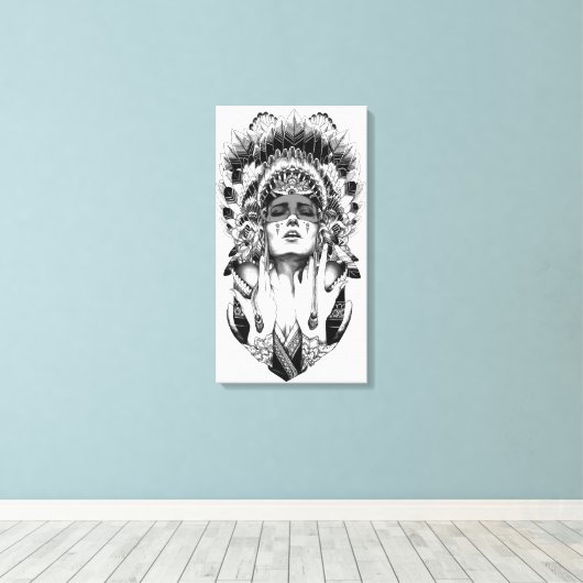 Native American Canvas Afdruk (Insitu (Houten vloer))