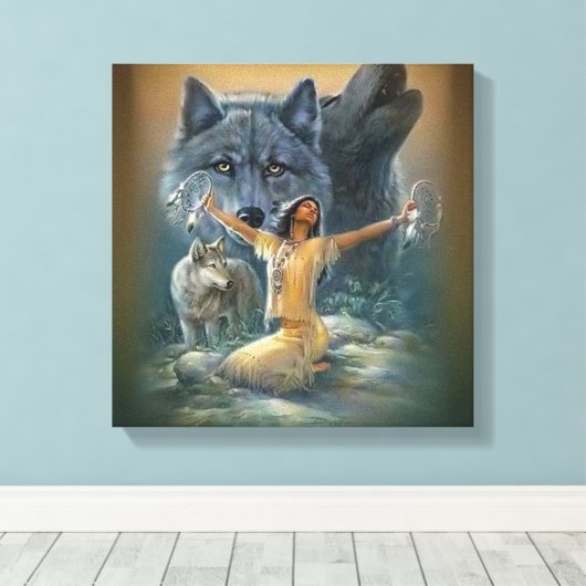 Native American Canvas Afdruk (Insitu (Houten vloer))