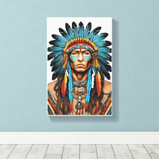 Native American Canvas Afdruk (Insitu (Houten vloer))