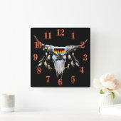 Native American Cattle Head Wall Clock Vierkante Klok (Huis)