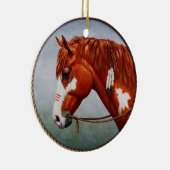 Native American Chestnut Pinto War Horse Keramisch Ornament (Rechts)