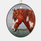 Native American Chestnut Pinto War Horse Keramisch Ornament (Links)