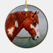 Native American Chestnut Pinto War Horse Keramisch Ornament (Achterkant)