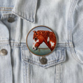 Native American Chestnut Pinto War Horse Ronde Button 7,6 Cm (In situ)