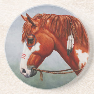 Native American Chestnut Pinto War Horse Zandsteen Onderzetter