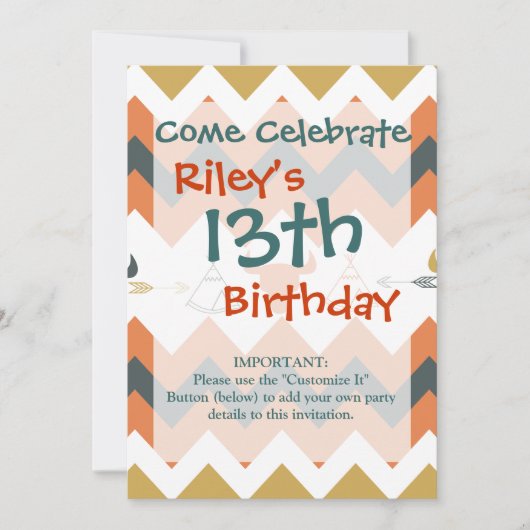 Native American Chevron Teepee Arrow Skulls Kaart (Voorkant)