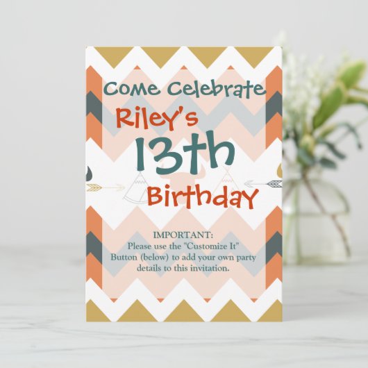 Native American Chevron Teepee Arrow Skulls Kaart (Staand voorkant)