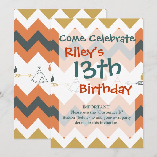 Native American Chevron Teepee Arrow Skulls Kaart (Voorkant / Achterkant)